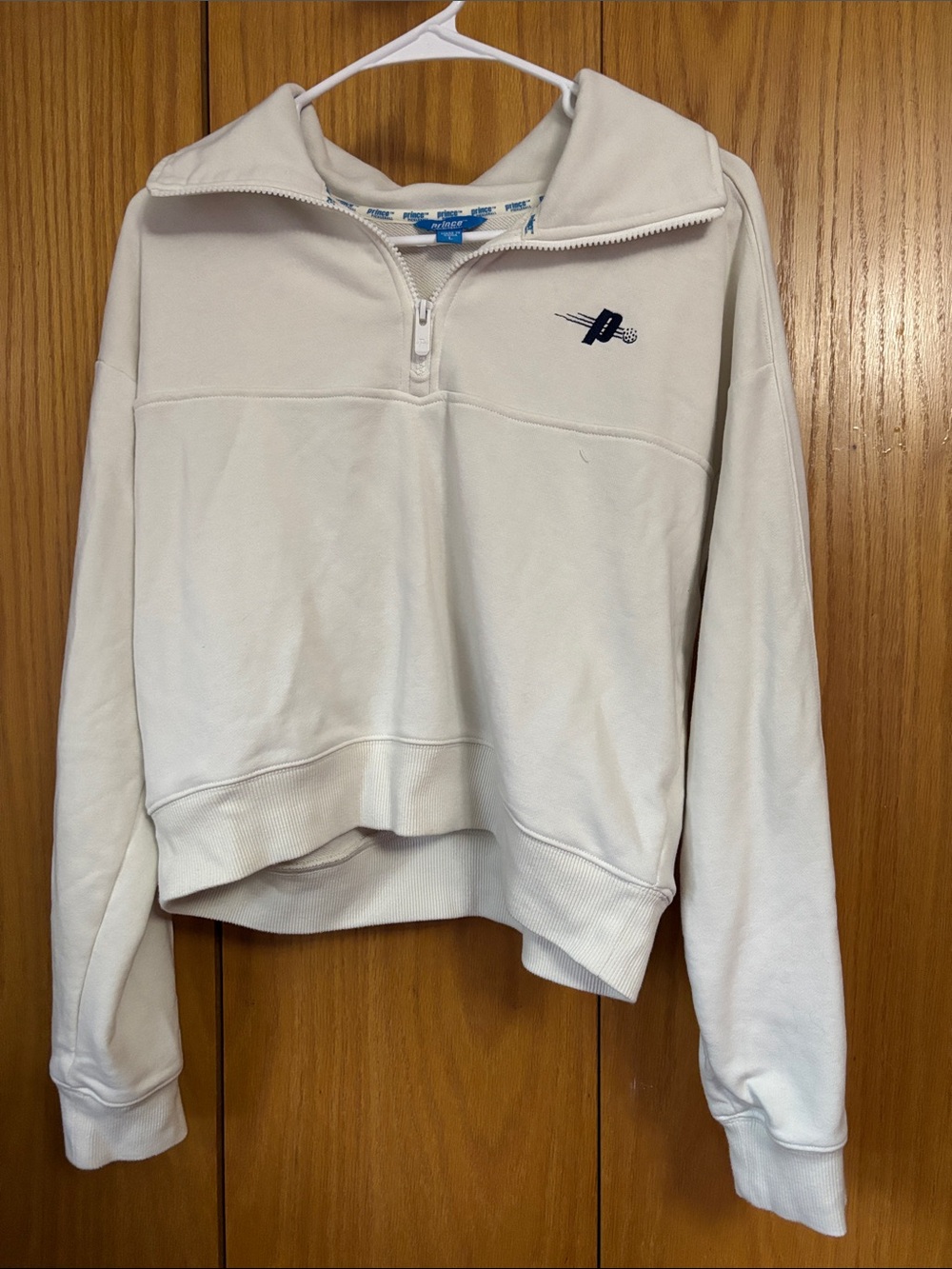 Prince Cream Quarter-Zip Crewneck Sweatshirt with Navy Logo